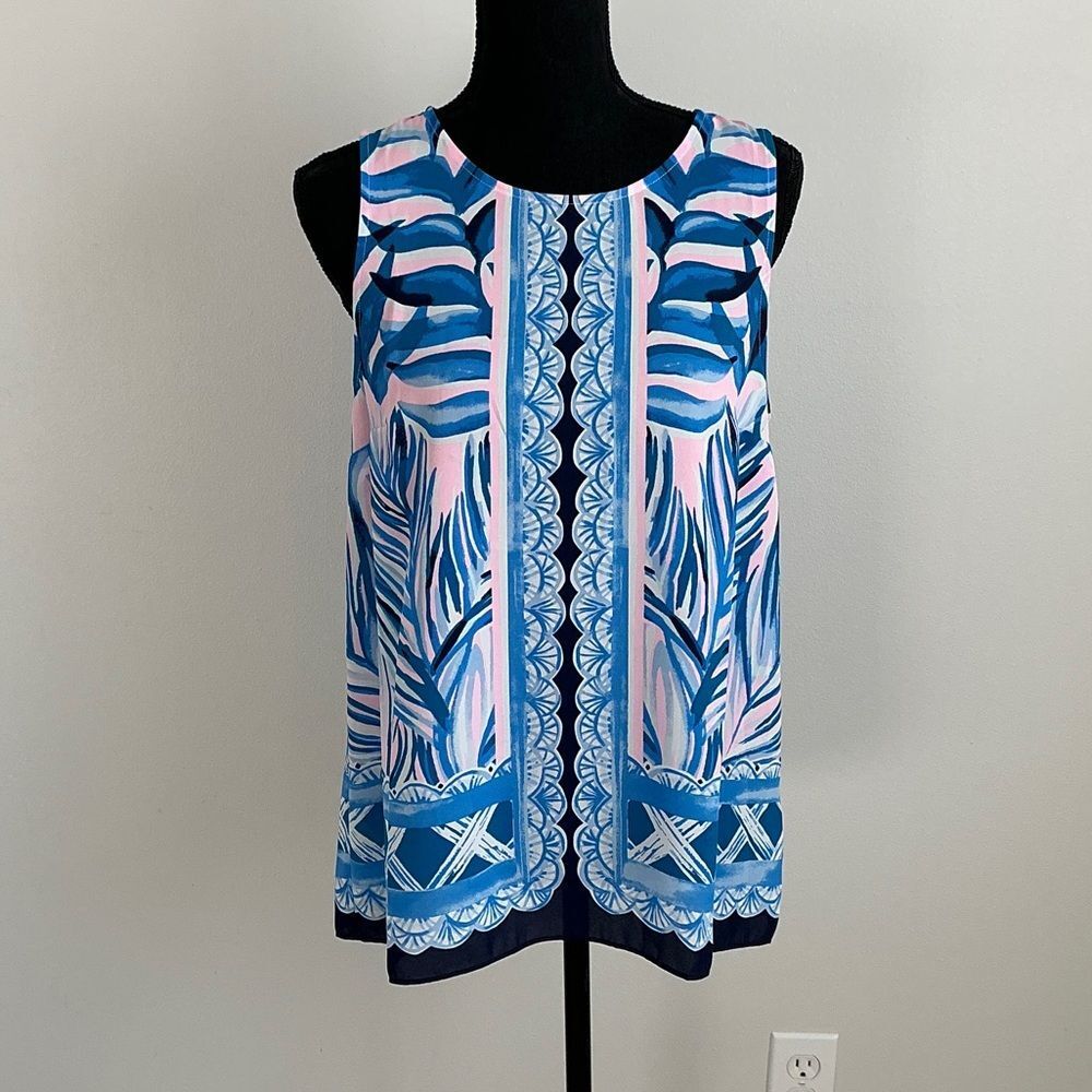 Lilly Pulitzer Blue and Pink Patterned Blouse